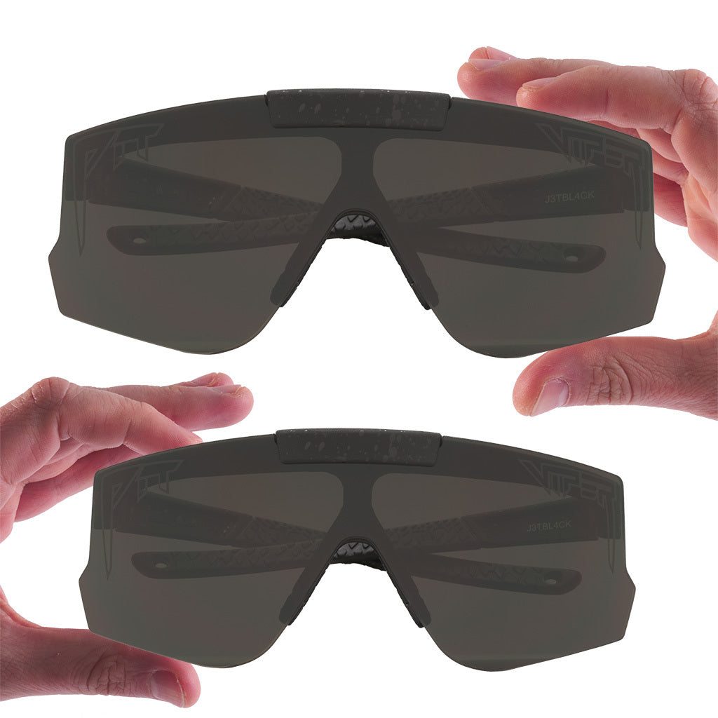 Smoke / Wide | there_are_two_sizes.JPG | The Blacking Out Flip Off 2.0 sunglasses from Pit Viper