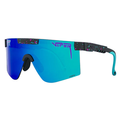 HDPV Polarized Blue / Wide | side_view.JPG | The Midnight Original Wide HDPV Polarized Blue, shield style sunglasses from Pit Viper, polarized sunglasses from Pit Viper